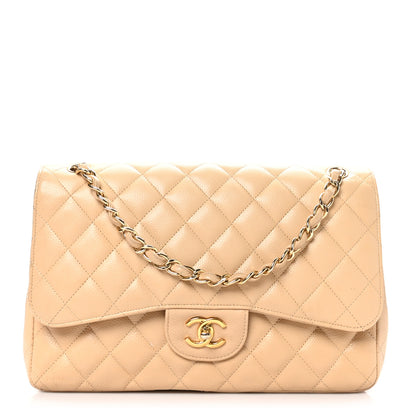 Chanel Caviar Quilted Jumbo Double Flap Beige 1 of 12