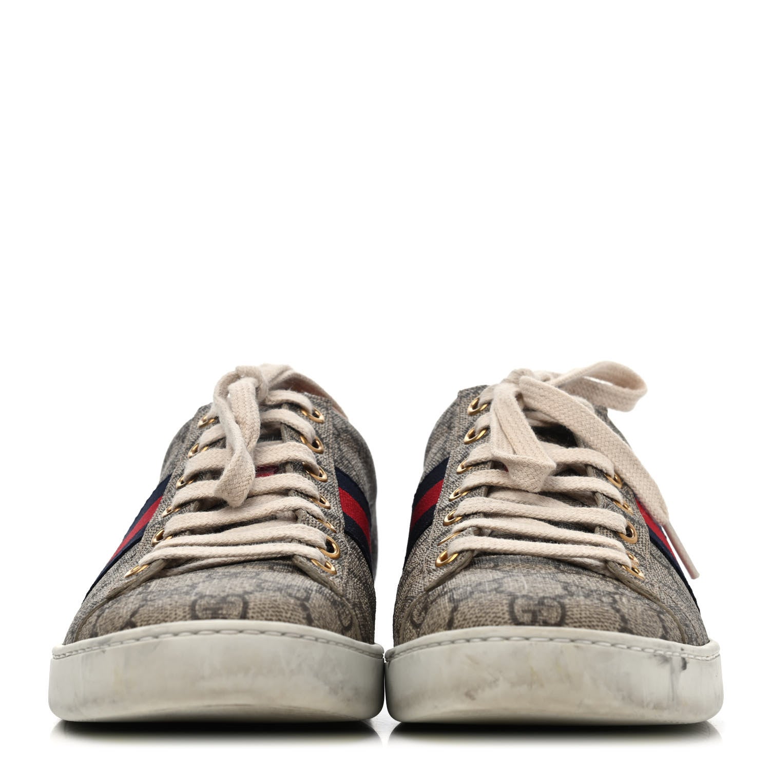 Gucci GG Supreme Monogram Ayers Web Womens Ace Sneakers 38 Beige 2 of 4