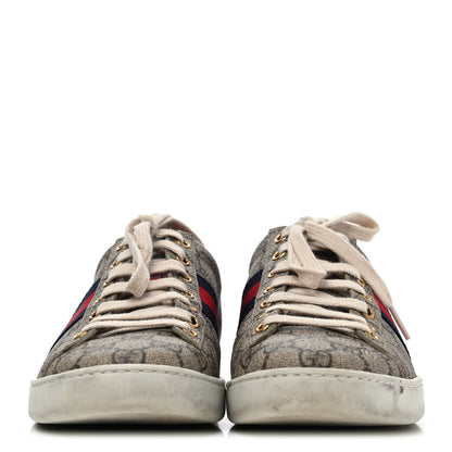 Gucci GG Supreme Monogram Ayers Web Womens Ace Sneakers 38 Beige 2 of 4