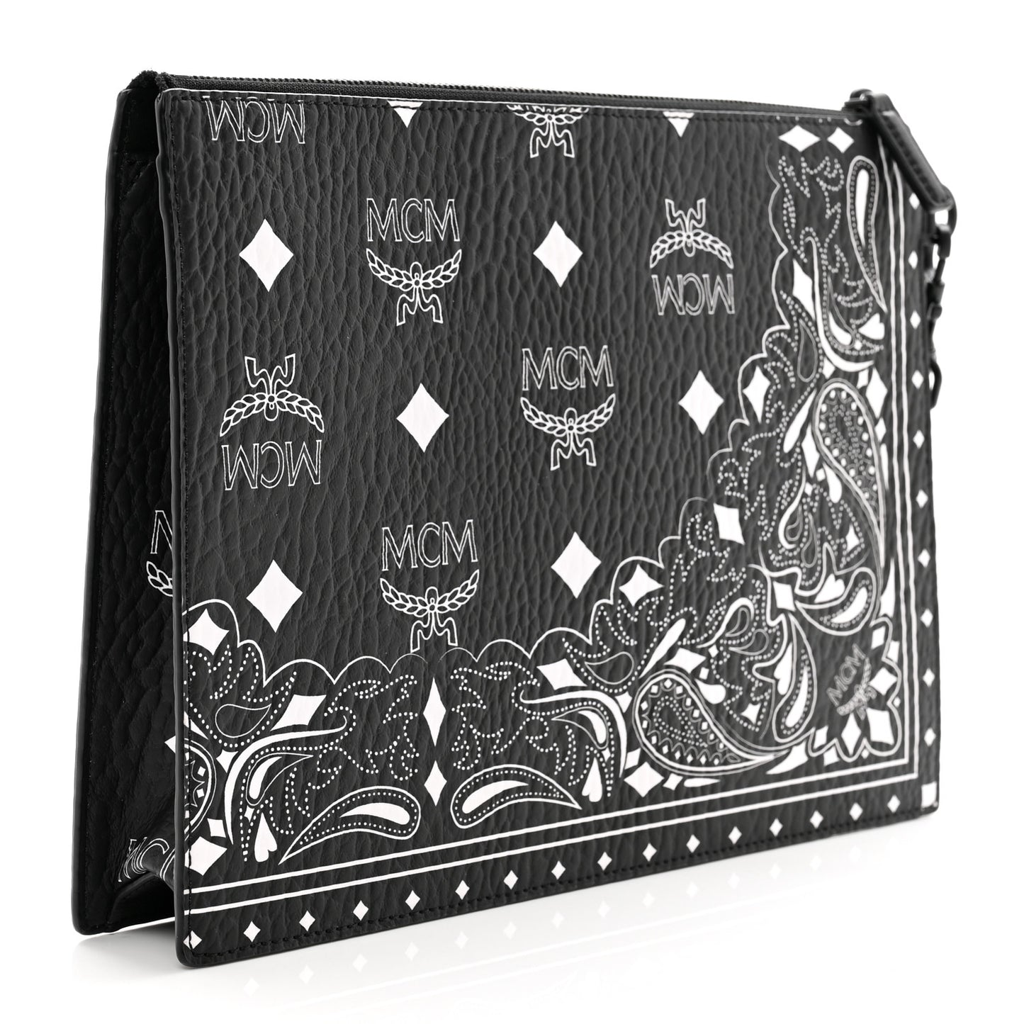 Visetos Bandana Wristlet Zip Pouch Black White