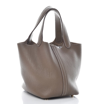 Hermes Taurillon Clemence Picotin Lock 18 PM Etoupe 3 of 10