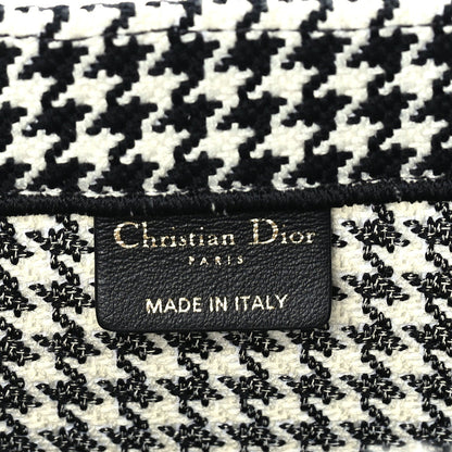 Christian Dior Canvas Houndstooth Embroidered Medium Book Tote  Black White 5 of 8