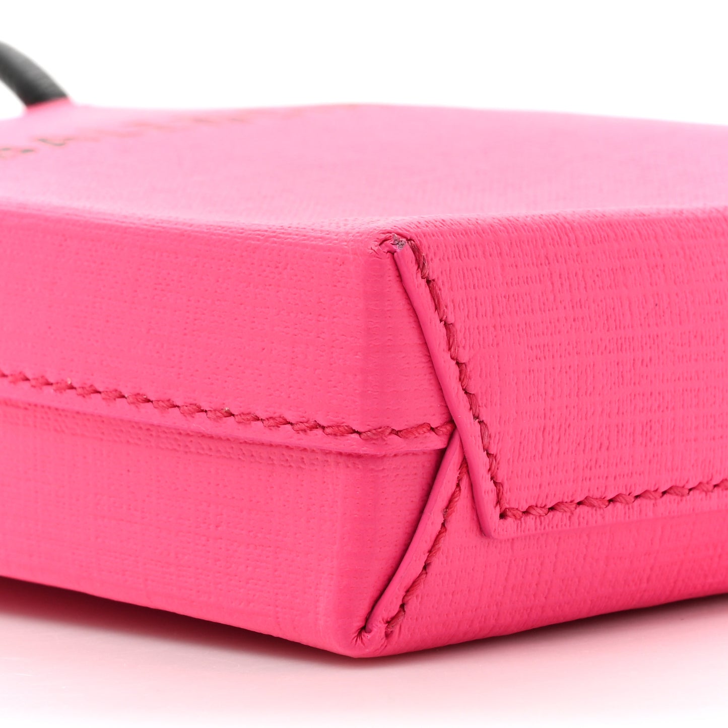 Squared Calfskin Logo Shopping Phone Holder Bag Acid Fuchsia