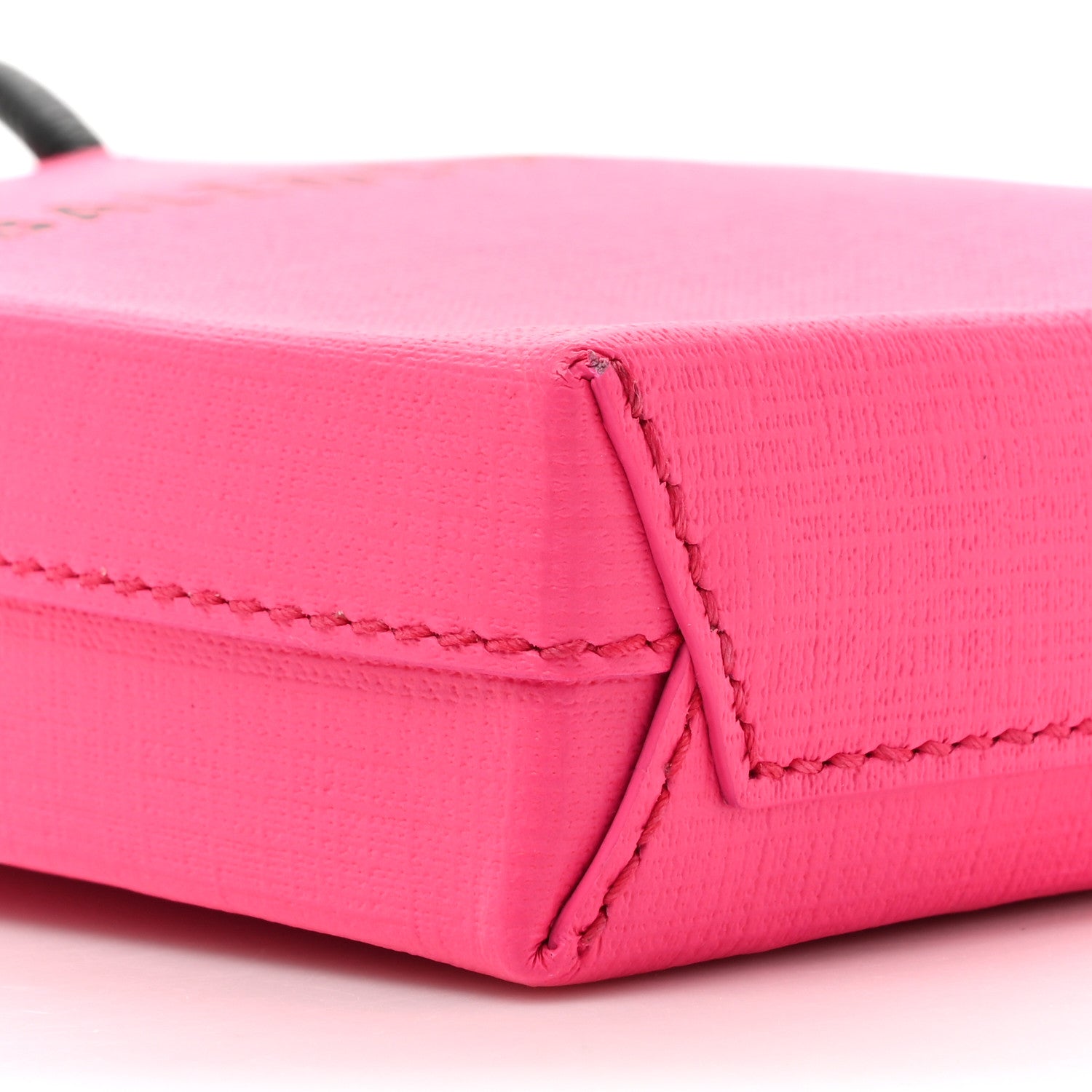 Balenciaga Squared Calfskin Logo Shopping Phone Holder Bag Acid Fuchsia 10 of 16