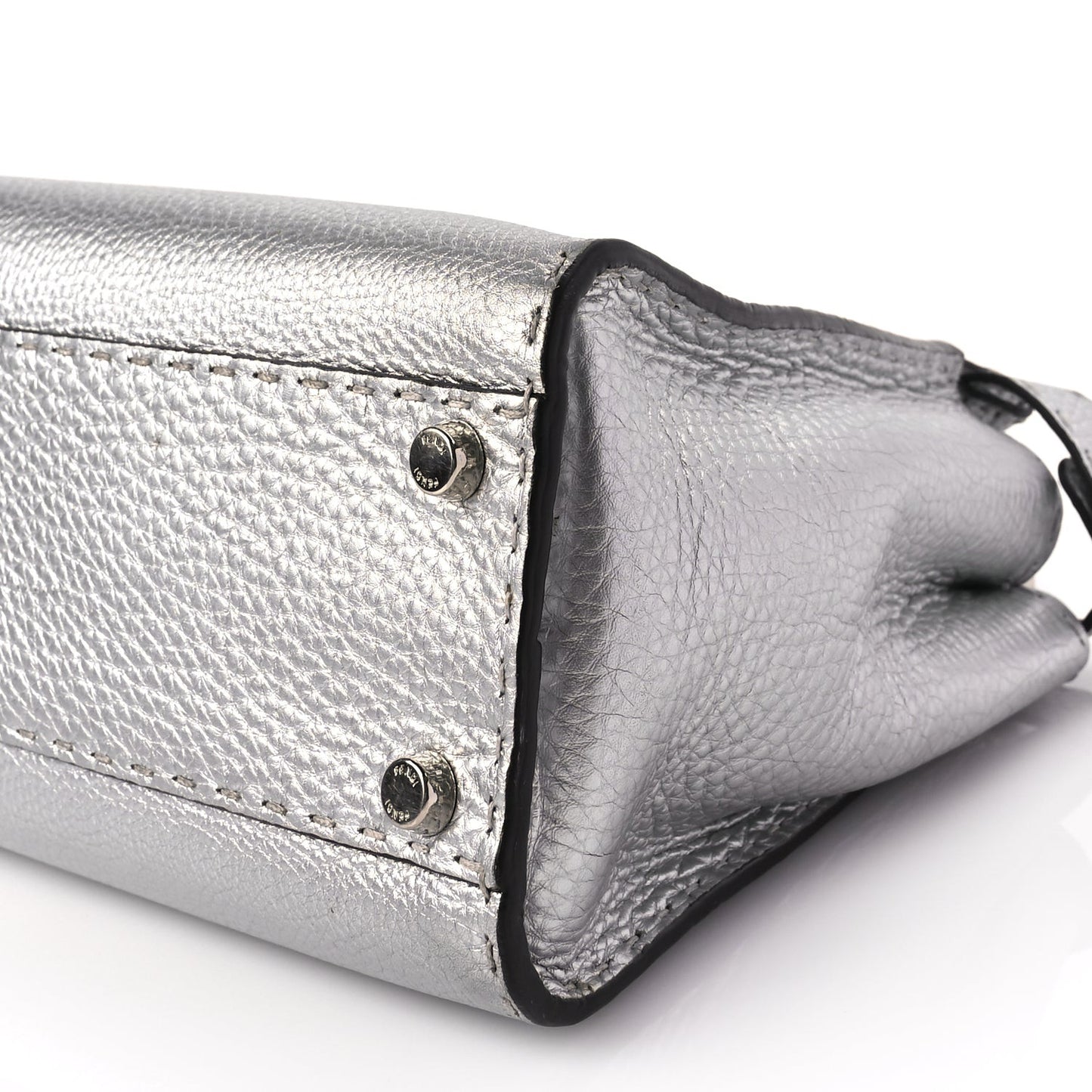 Cuoio Romano Lux Selleria Medium Peekaboo Iconic Satchel Argento