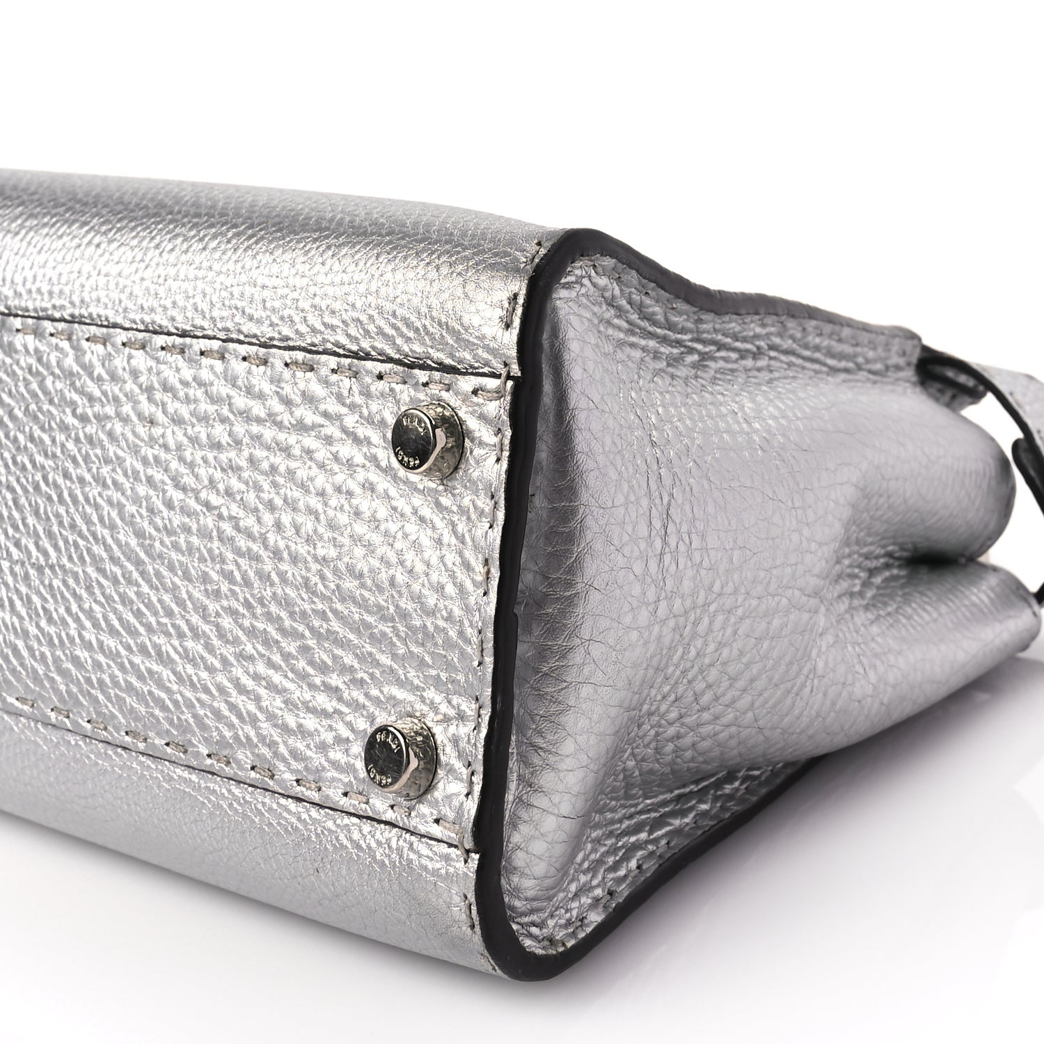 Fendi Cuoio Romano Lux Selleria Medium Peekaboo Iconic Satchel Argento 8 of 8