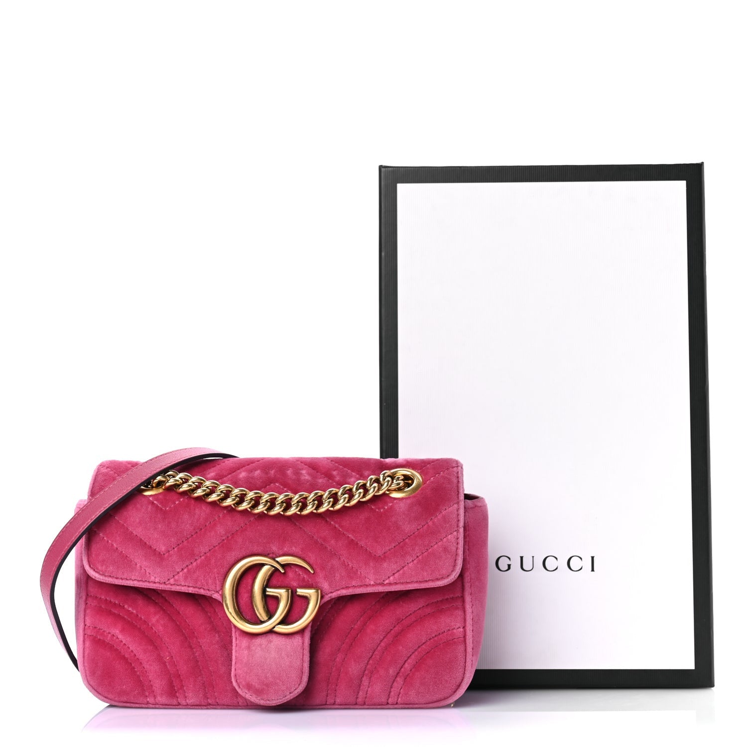 Gucci Velvet Matelasse Mini GG Marmont Shoulder Bag Light Raspberry Rose 11 of 11