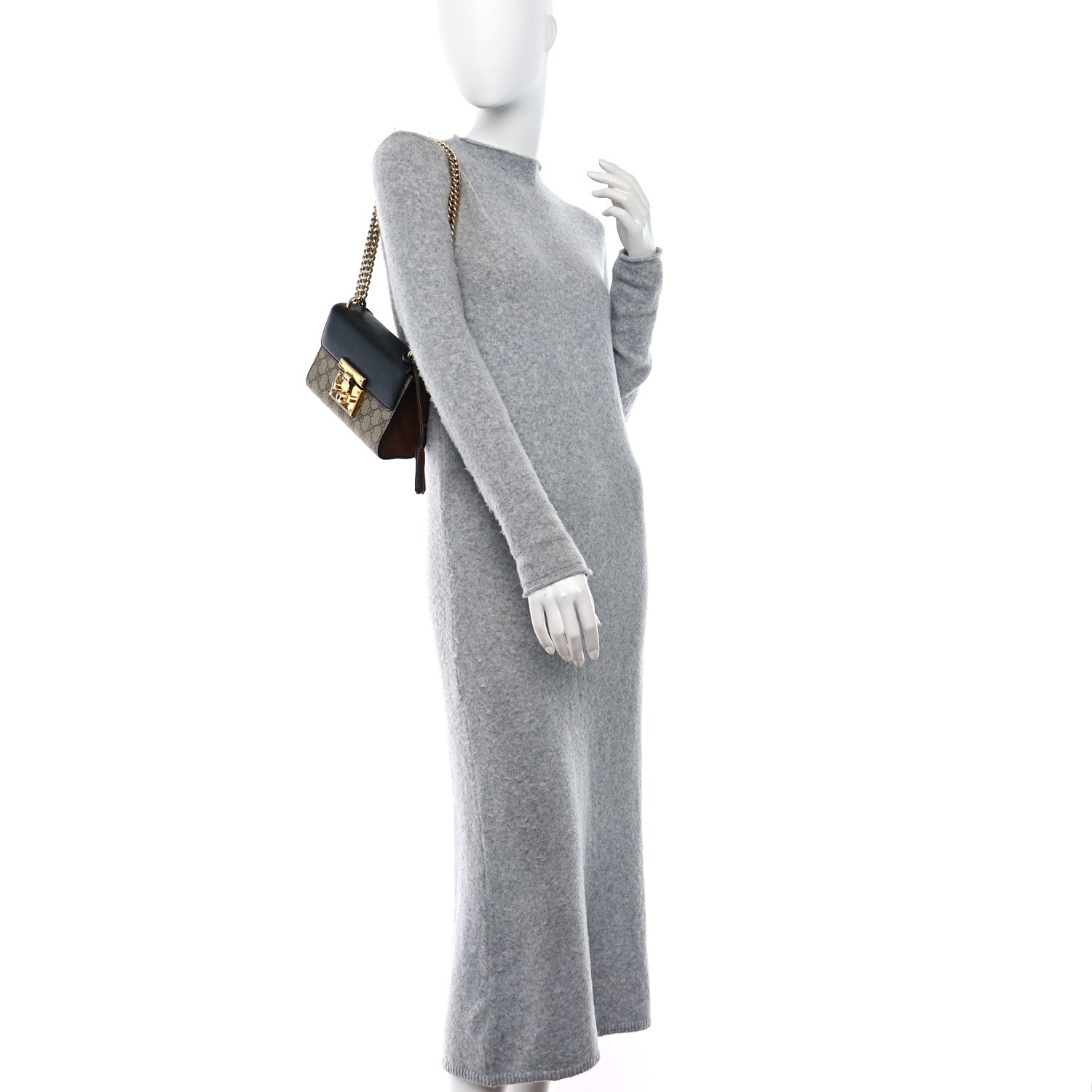 Gucci GG Supreme Monogram Calfskin Small Padlock Shoulder Bag Beige Black Cuir 2 of 16