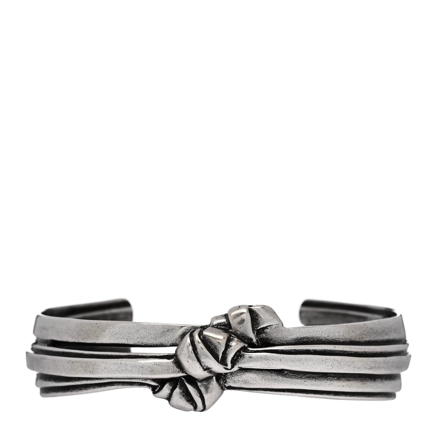 Saint Laurent Brass Knot Cuff L Silver 1 of 6