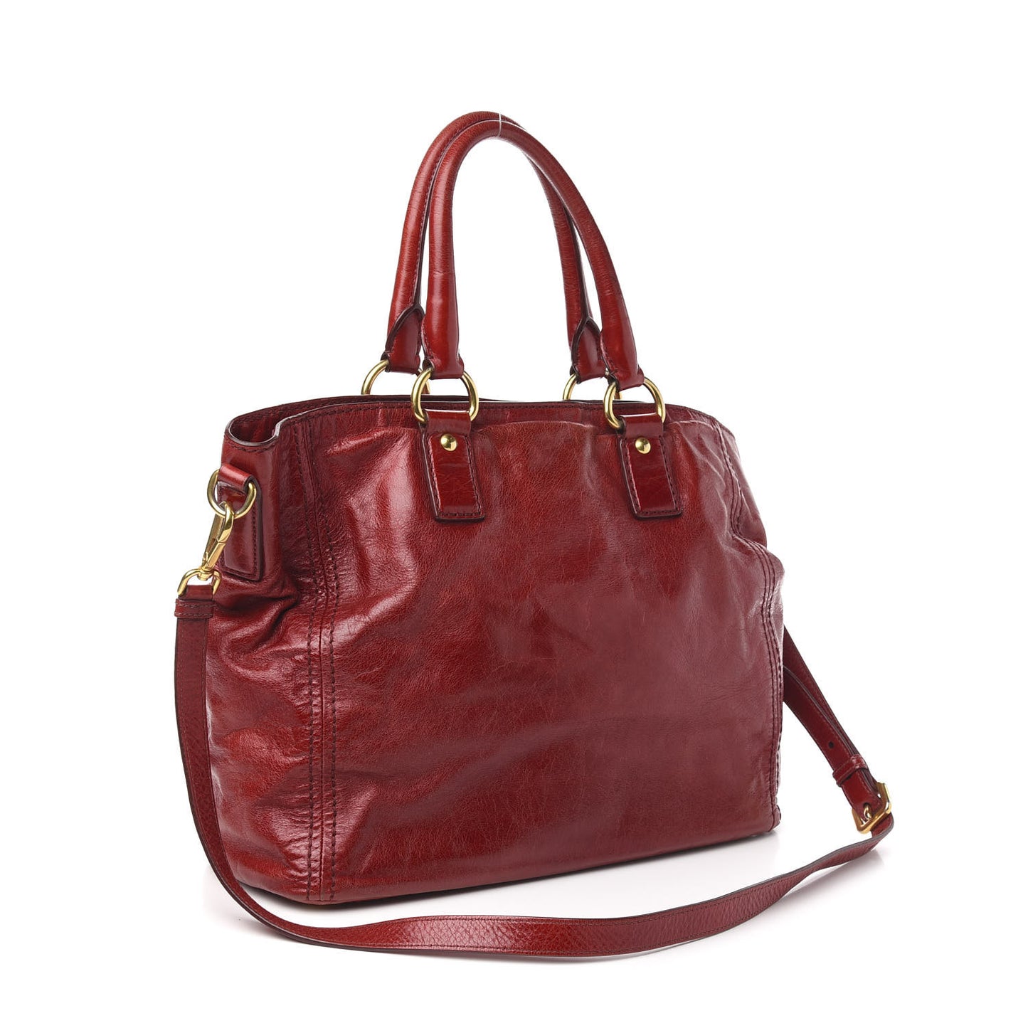 Vitello Shine Tote Rubino