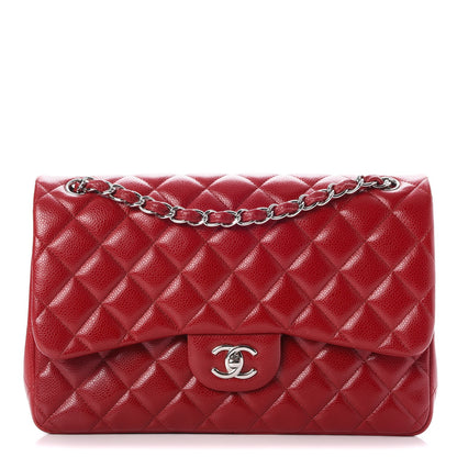 Chanel Caviar Quilted Jumbo Double Flap Red 1 of 10