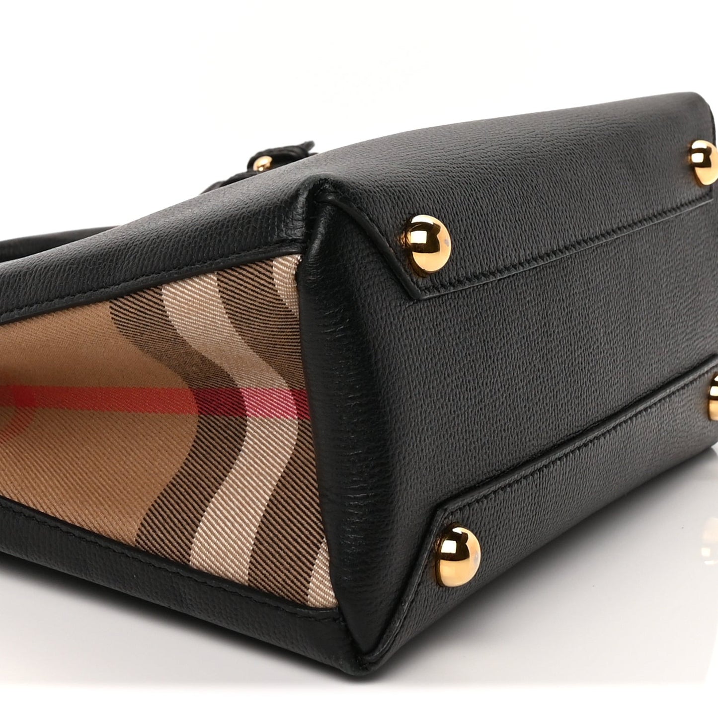 Derby Calfskin House Check Small Banner Tote  Black