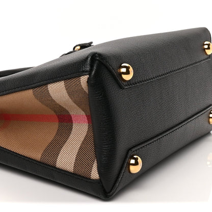 Burberry Derby Calfskin House Check Small Banner Tote  Black 8 of 8