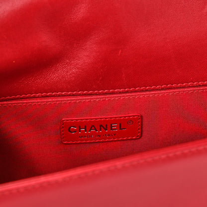 Chanel Lambskin Quilted Medium Boy Flap Black Red 6 of 9