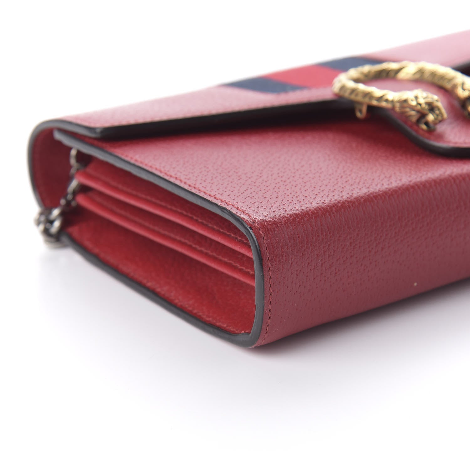 Gucci Calfskin Web Mini Dionysus Chain Wallet Hibiscus Red 8 of 9