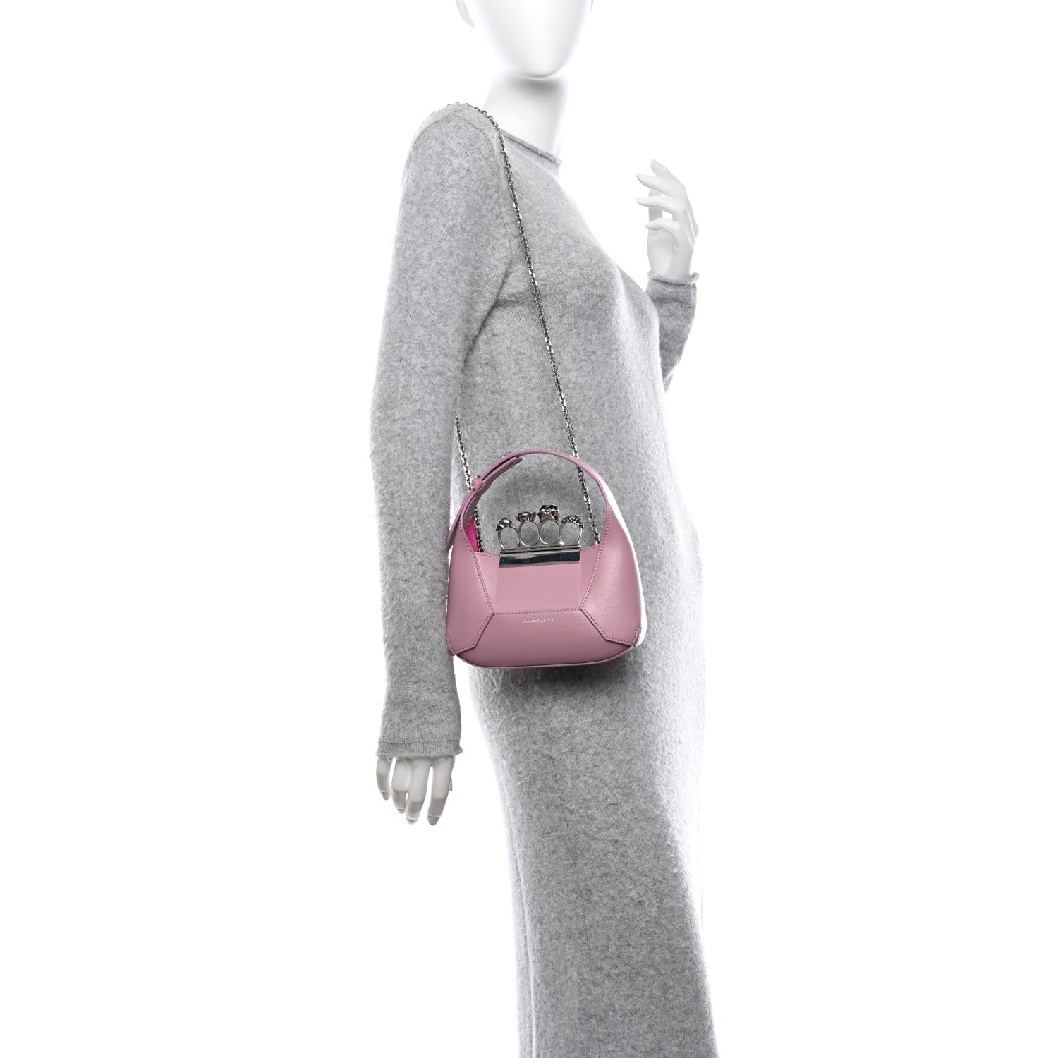 Alexander McQueen Calfskin Mini The Jeweled Hobo Antique Pink 2 of 11