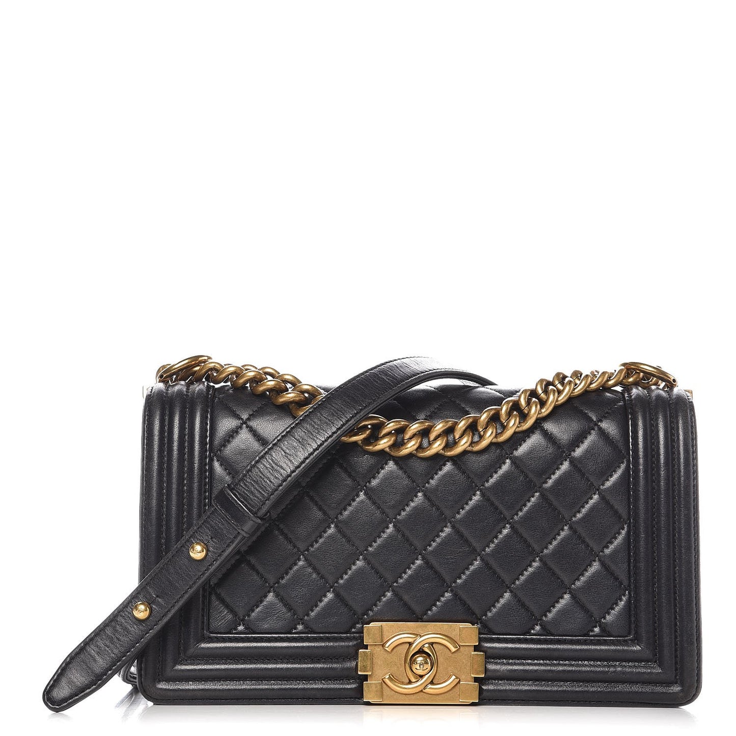 Calfskin Quilted Medium Boy Flap Black