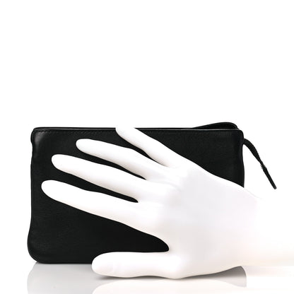 Delvaux Grained Calfskin Triple Wristlet Pouch Black 2 of 6