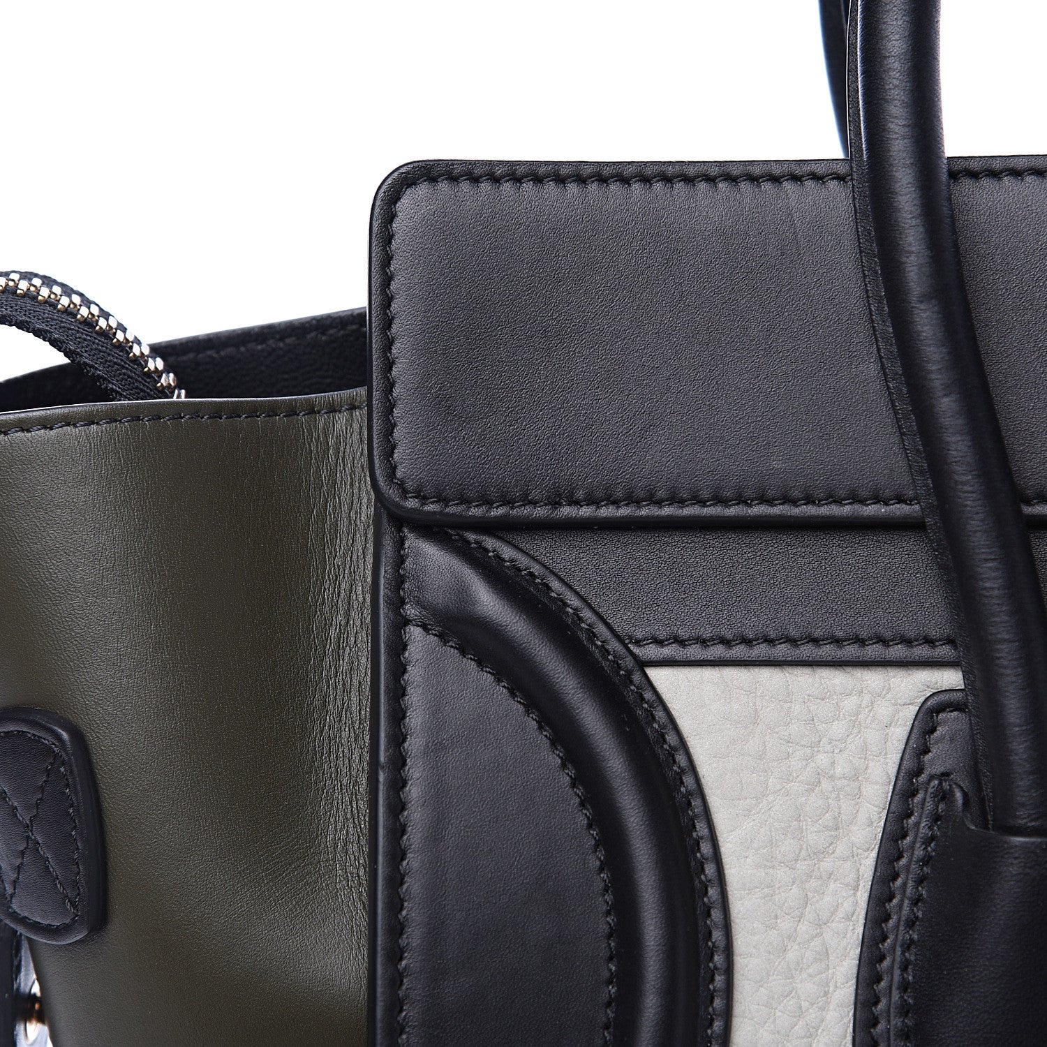 Celine Nubuck Smooth Calfskin Micro Tri-Color Luggage Olive 7 of 11