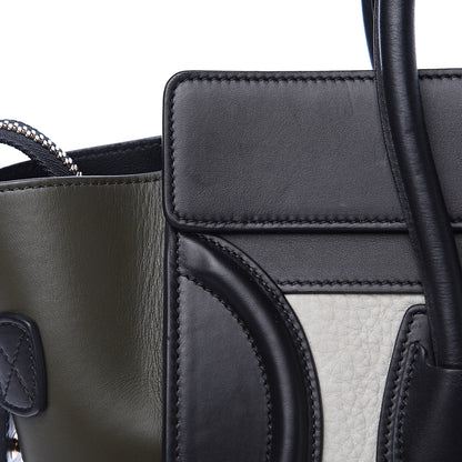 Celine Nubuck Smooth Calfskin Micro Tri-Color Luggage Olive 7 of 11