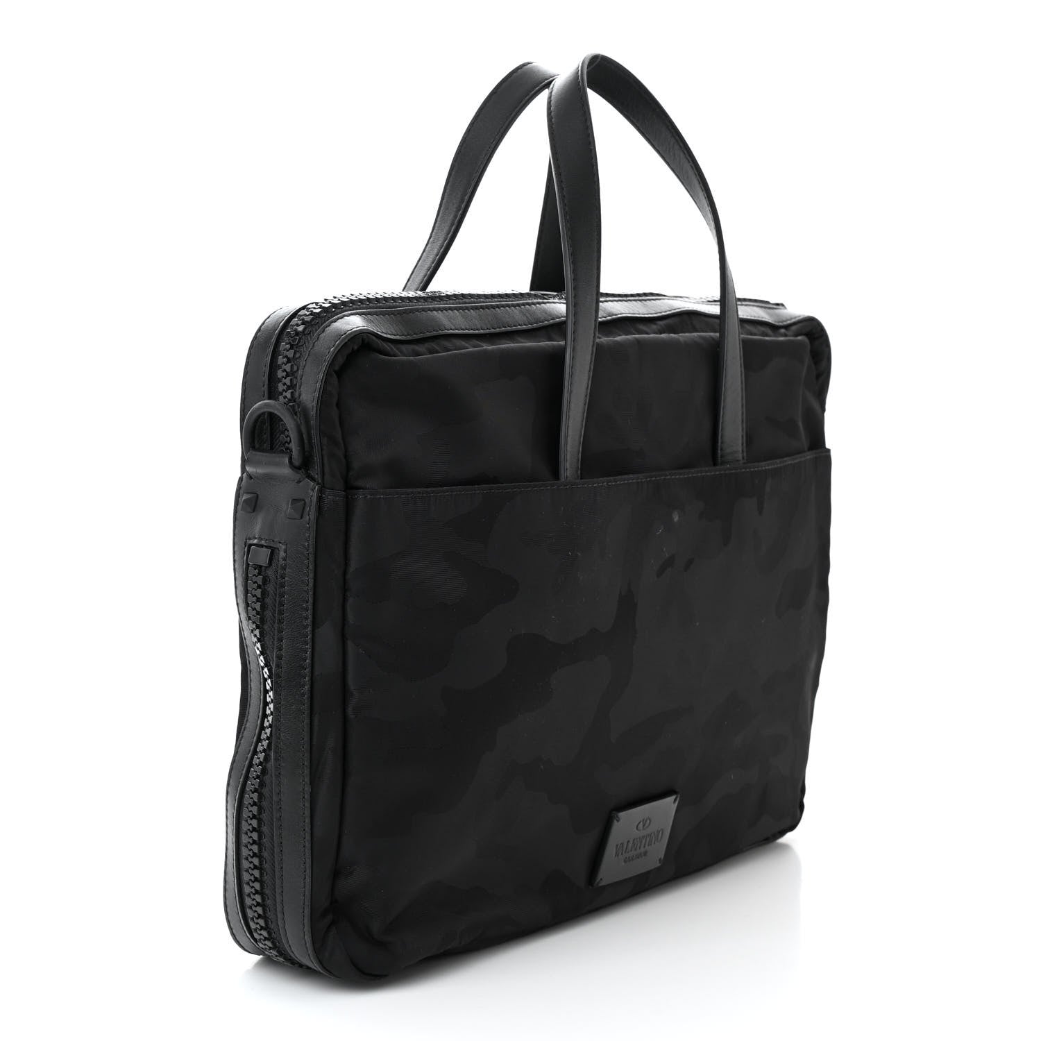 Valentino Garavani Nylon Camouflage Travel Briefcase Black 3 of 10