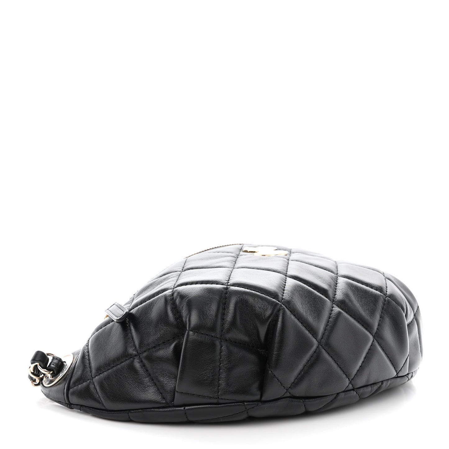 Lambskin Quilted Waist Bag Fanny Pack Black