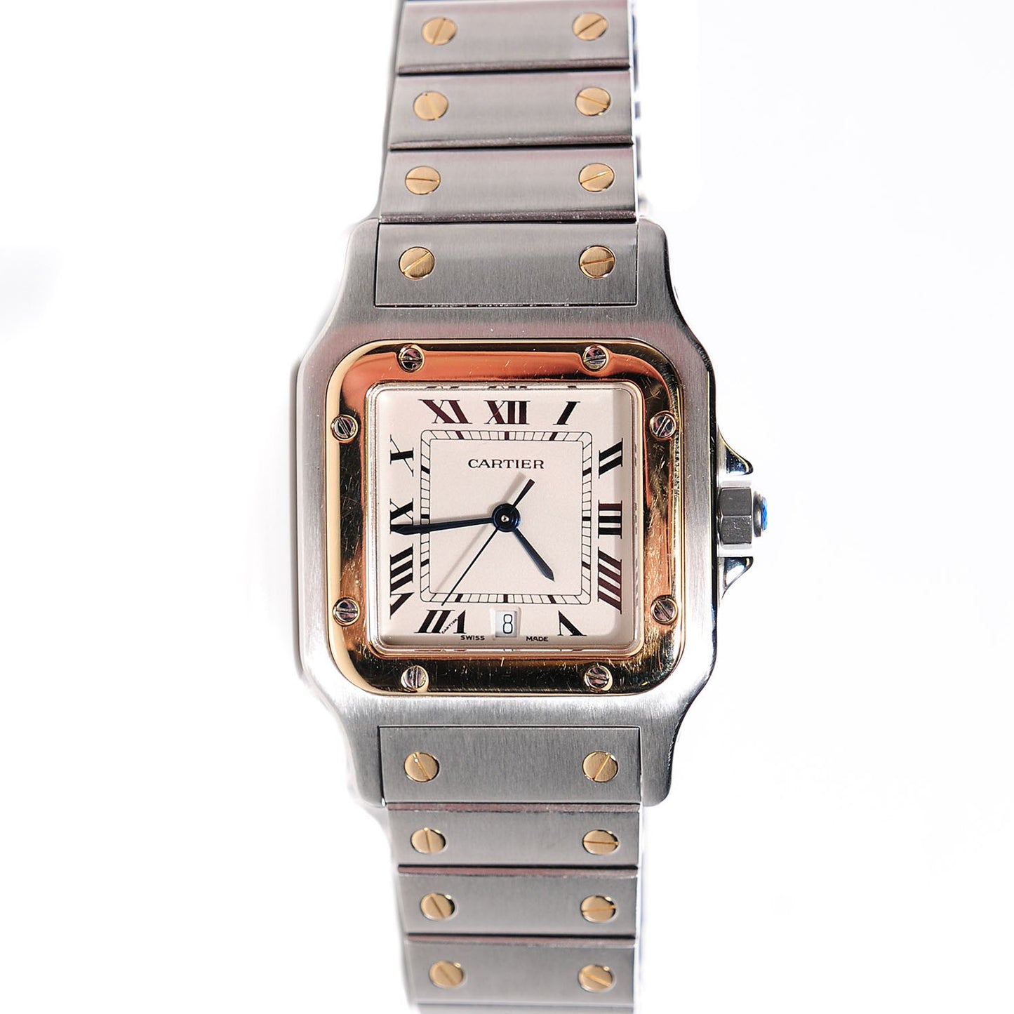 Stainless Steel 18K Yellow Gold 29mm Santos De Galbee Quartz Watch