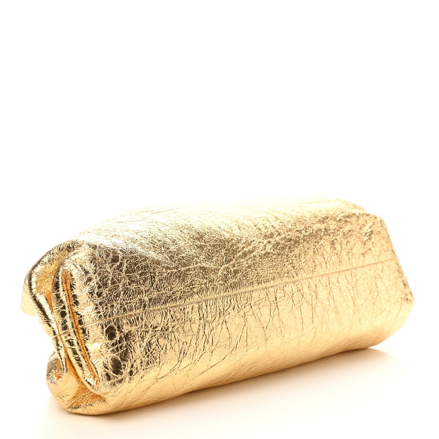 Bottega Veneta Metallic Crinkled Lambskin The Pouch Oversized Clutch Oro 4 of 6