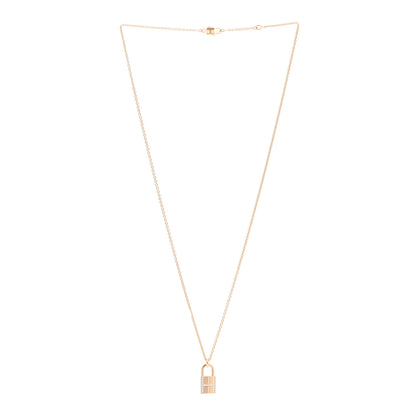 Hermes 18K Rose Gold Diamond Amulettes Cadenas Pendant Necklace 3 of 6