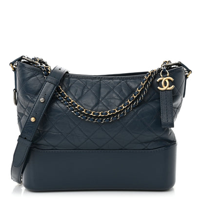 Chanel Aged Calfskin Quilted Medium Gabrielle Hobo Blue 1 of 7
