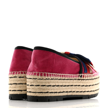 Gucci Velvet Sylvie Web Platform Espadrilles 38.5 Light Raspberry Rose 5 of 12
