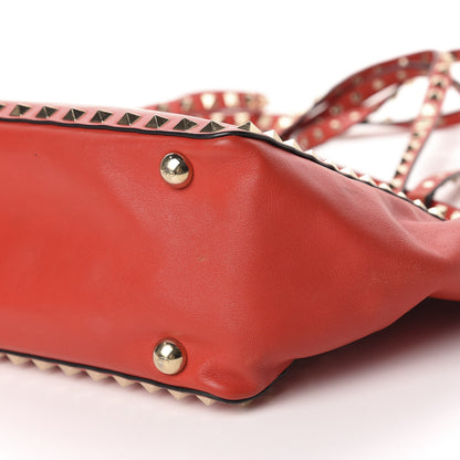 Valentino Garavani Vitello Small Rockstud Tote Deep Orange 7 of 10