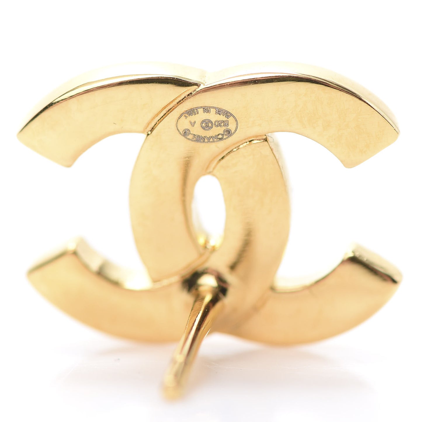 Metal CC Paris Button Stud Earrings Gold