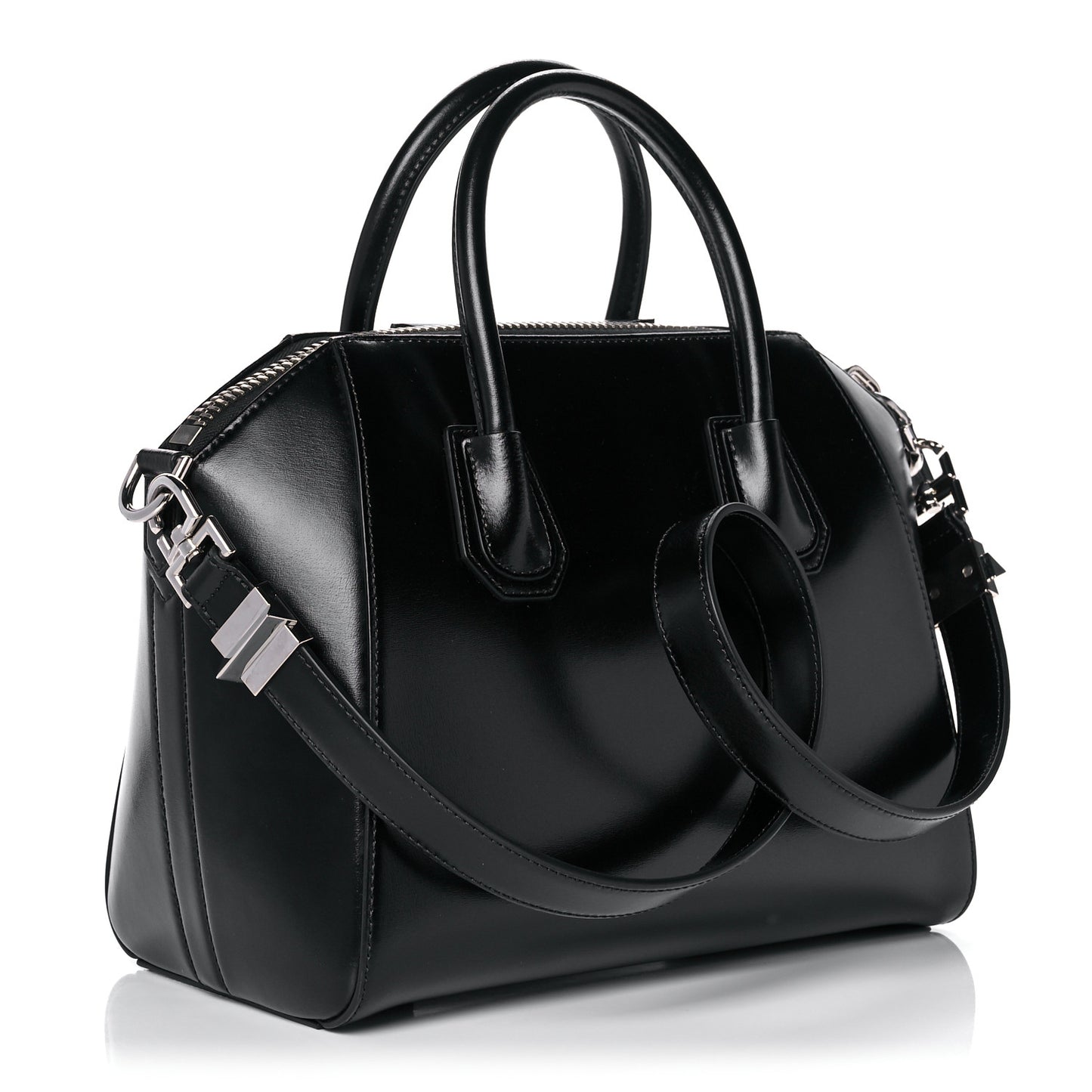 Shiny Lord Calfskin Small Antigona Black