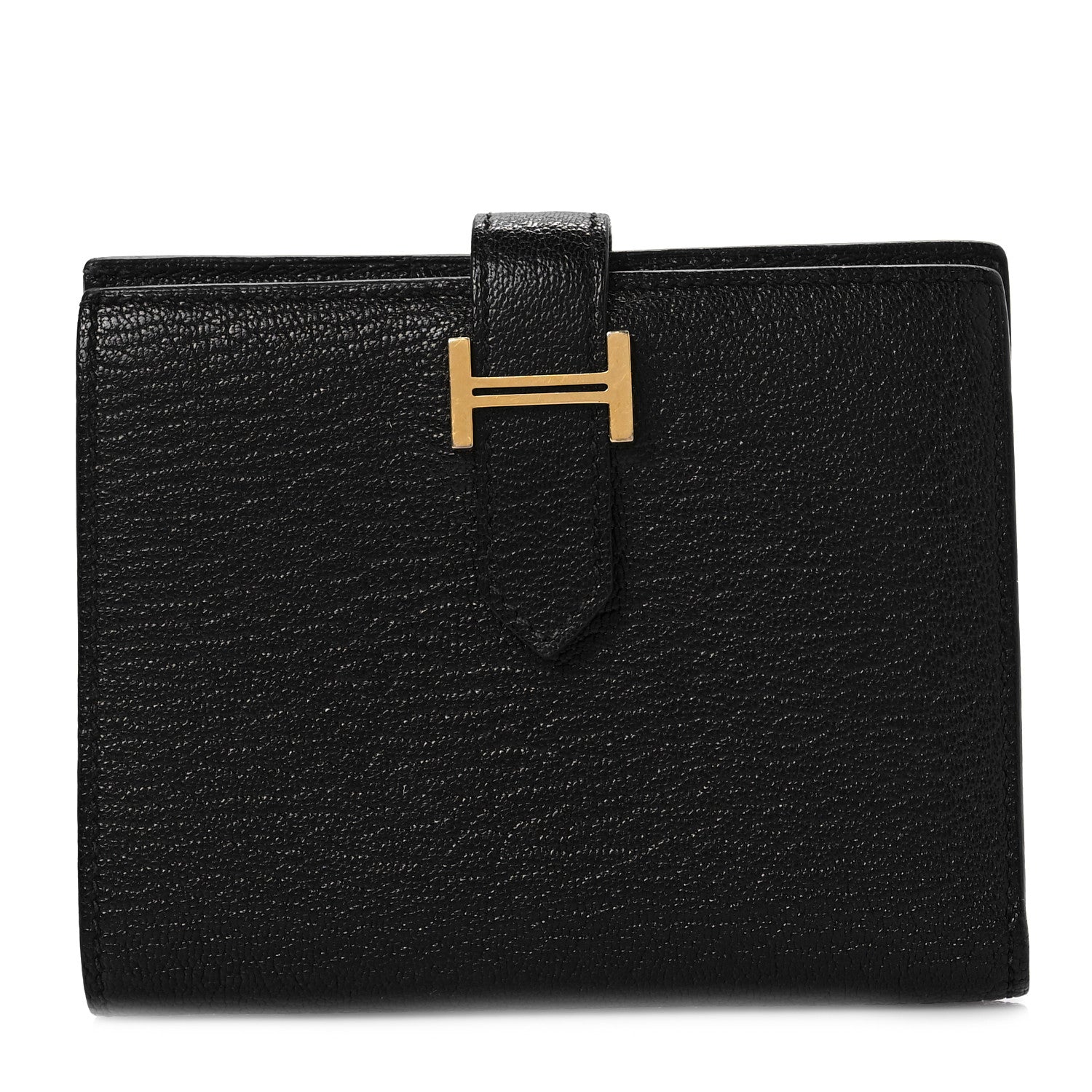 Hermes Chevre Mysore Bearn Compact Wallet Black 1 of 7