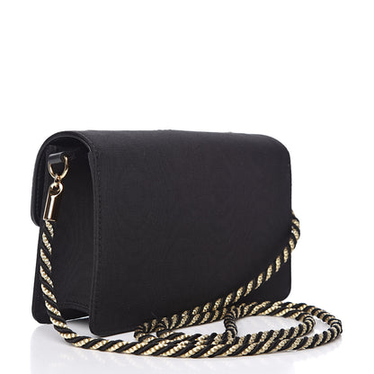 Gucci Grosgrain Crystal Embellished Square G Shoulder Bag Black 3 of 12