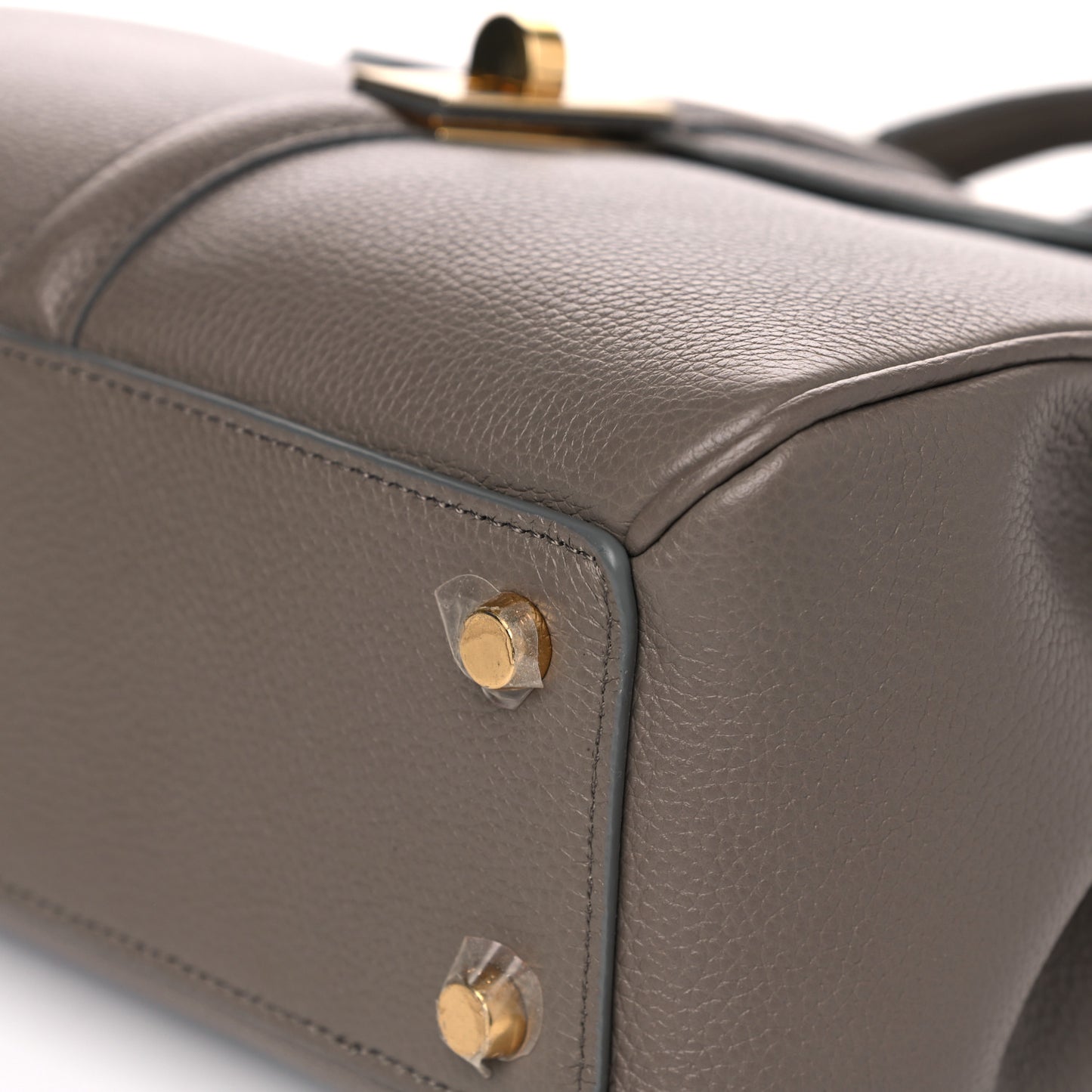 Grained Calfskin Small 16 Top Handle Bag Pebble