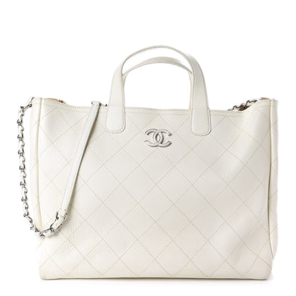 Chanel Caviar Stitched Large Shopping Tote White 1 of 14
