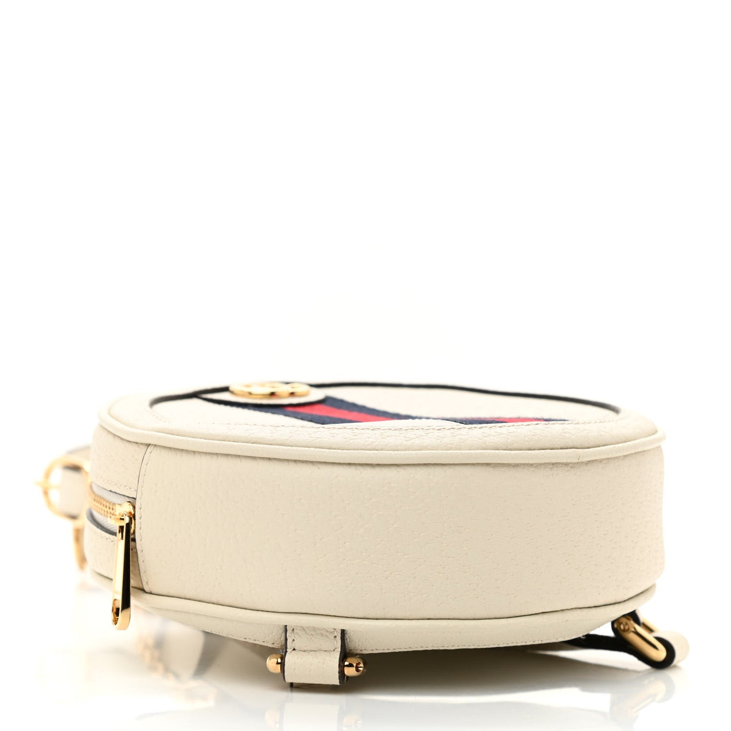 Textured Calfskin Web Mini Ophidia Round Backpack Mystic White
