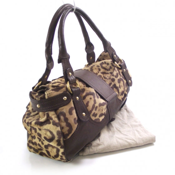 Leopard Print Pony Hair Catch Satchel