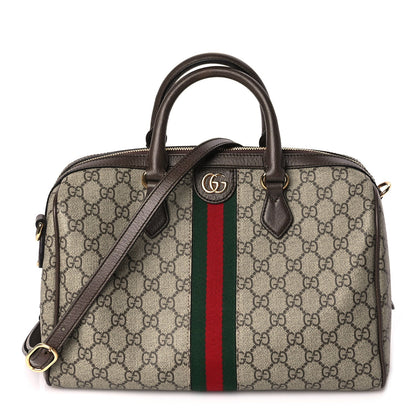 Gucci GG Supreme Monogram Web Medium Ophidia Top Handle Bag Beige Ebony 1 of 8