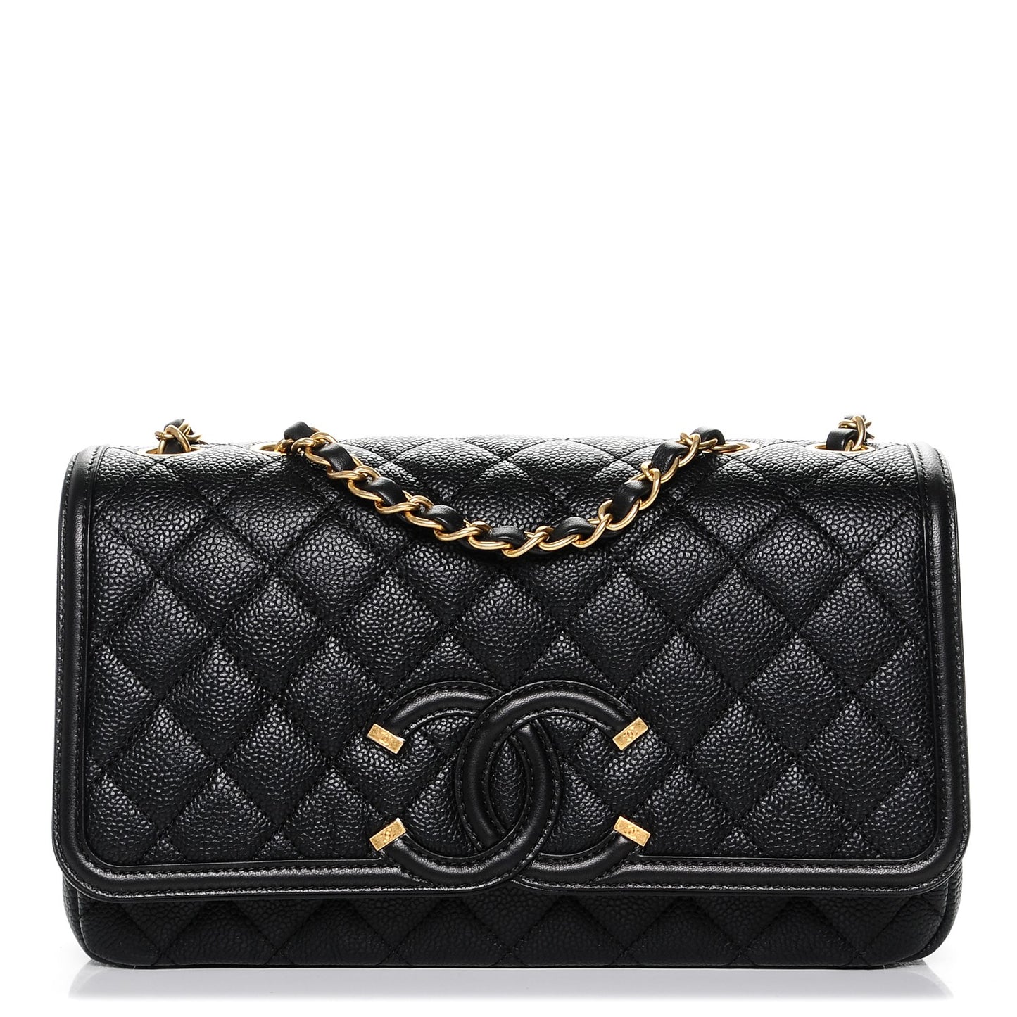 Caviar Quilted Medium CC Filigree Flap Black