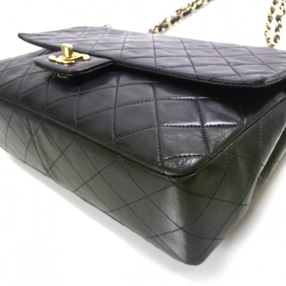 Quilted Lambskin Flap Navy