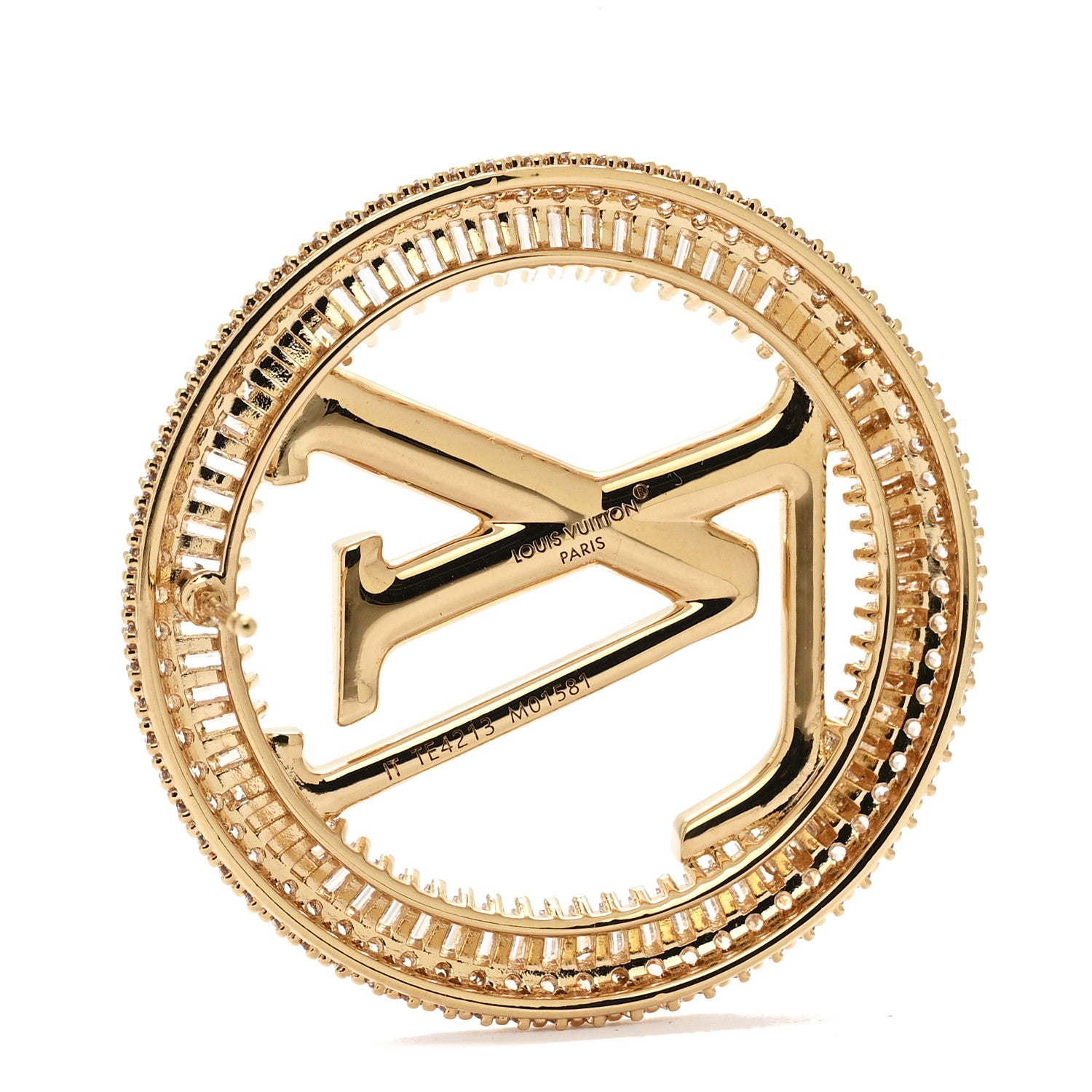 Louis Vuitton Metal Crystal Sparkling Louise Earrings Gold 4 of 5