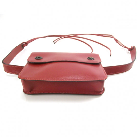 Hermes Box Leather Pochette Green Belt Bag Red 4 of 7