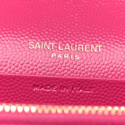 Saint Laurent Grain De Poudre Matelasse Chevron Monogram Chain Wallet Bubblegum 6 of 10