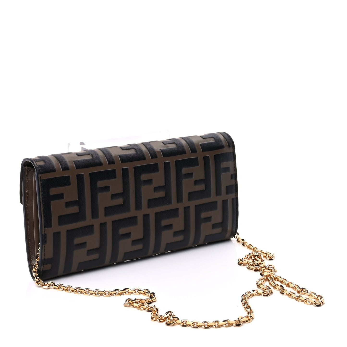 Vitello Soft F is  Bi-Color FF 1974 Embossed Continental Envelope Wallet On Chain  Maya Black