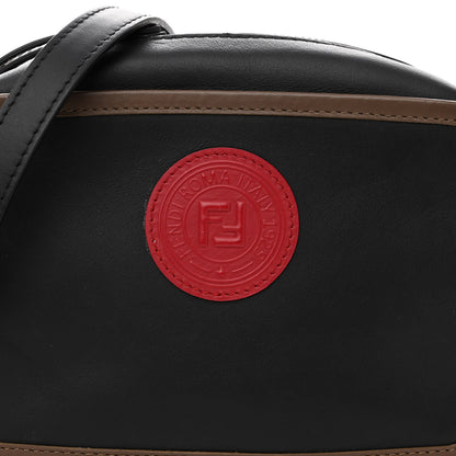 Fendi Vitello Century Matte Stamp Patch Bi-Color Mini Camera Case Black Maya Fragola 7 of 9