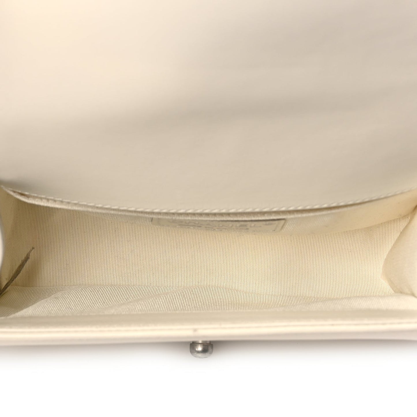 Calfskin Quilted Small Boy Flap White