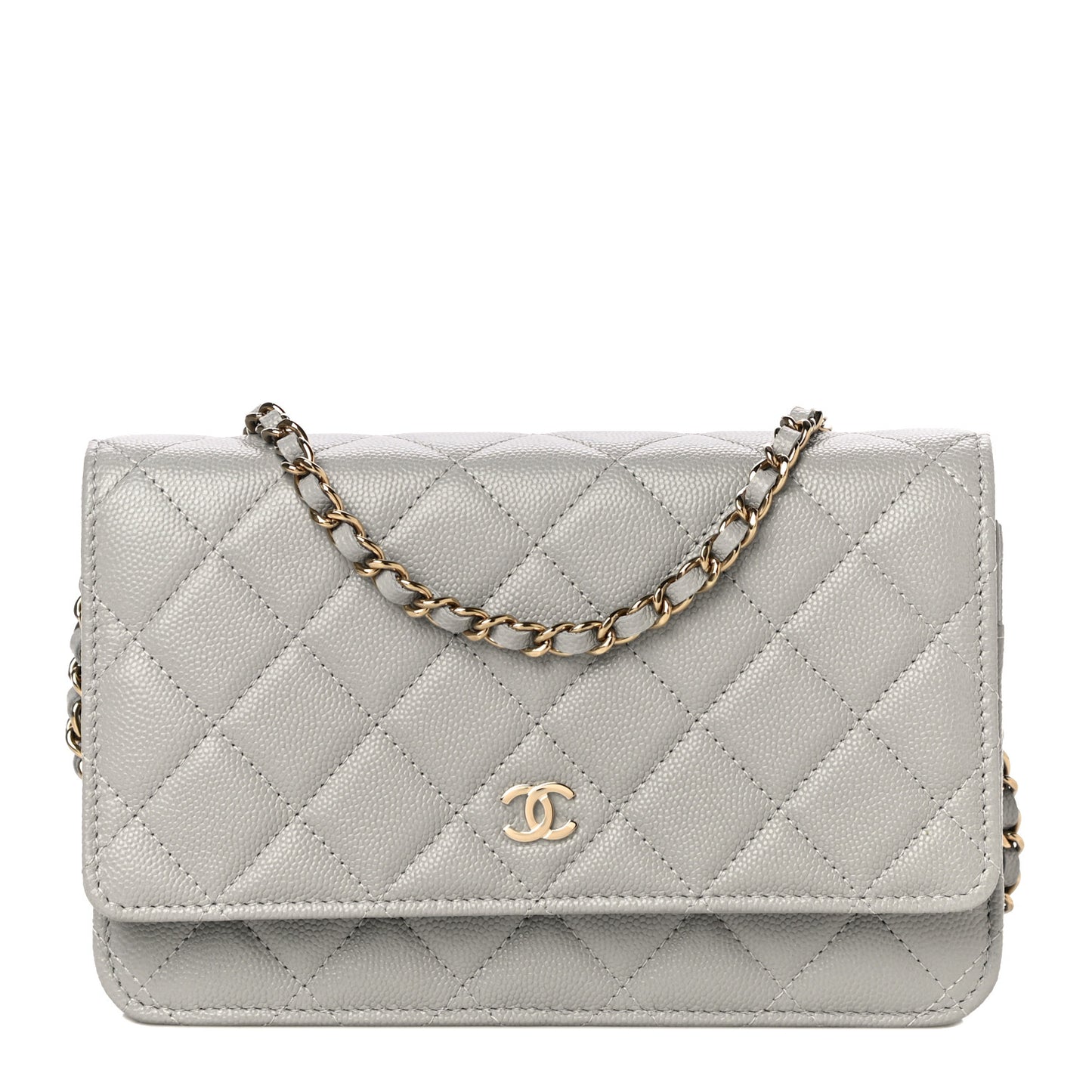 Caviar Quilted Wallet On Chain WOC Grey